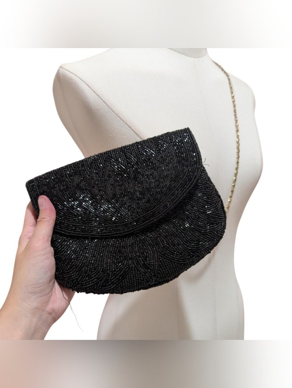 Vintage Black Beaded Clutch/Crossbody ‼️open to Offers